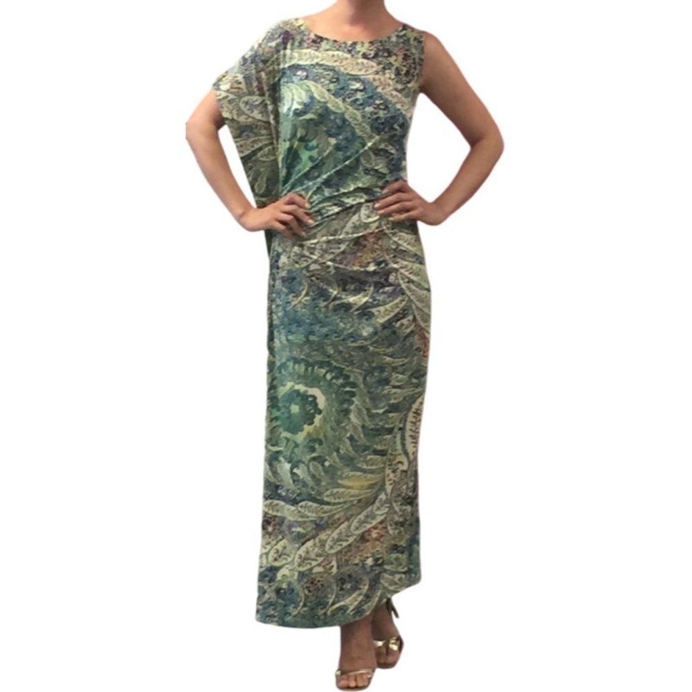 NV Nick Verreos for EVINE Live printed jersey knit "kaftan" maxi dress